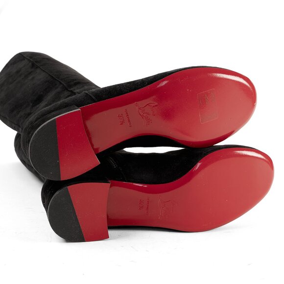 Christian Louboutin Liliboot - Black Suede Knee-High Boots 37.5 - Picture 6 of 10